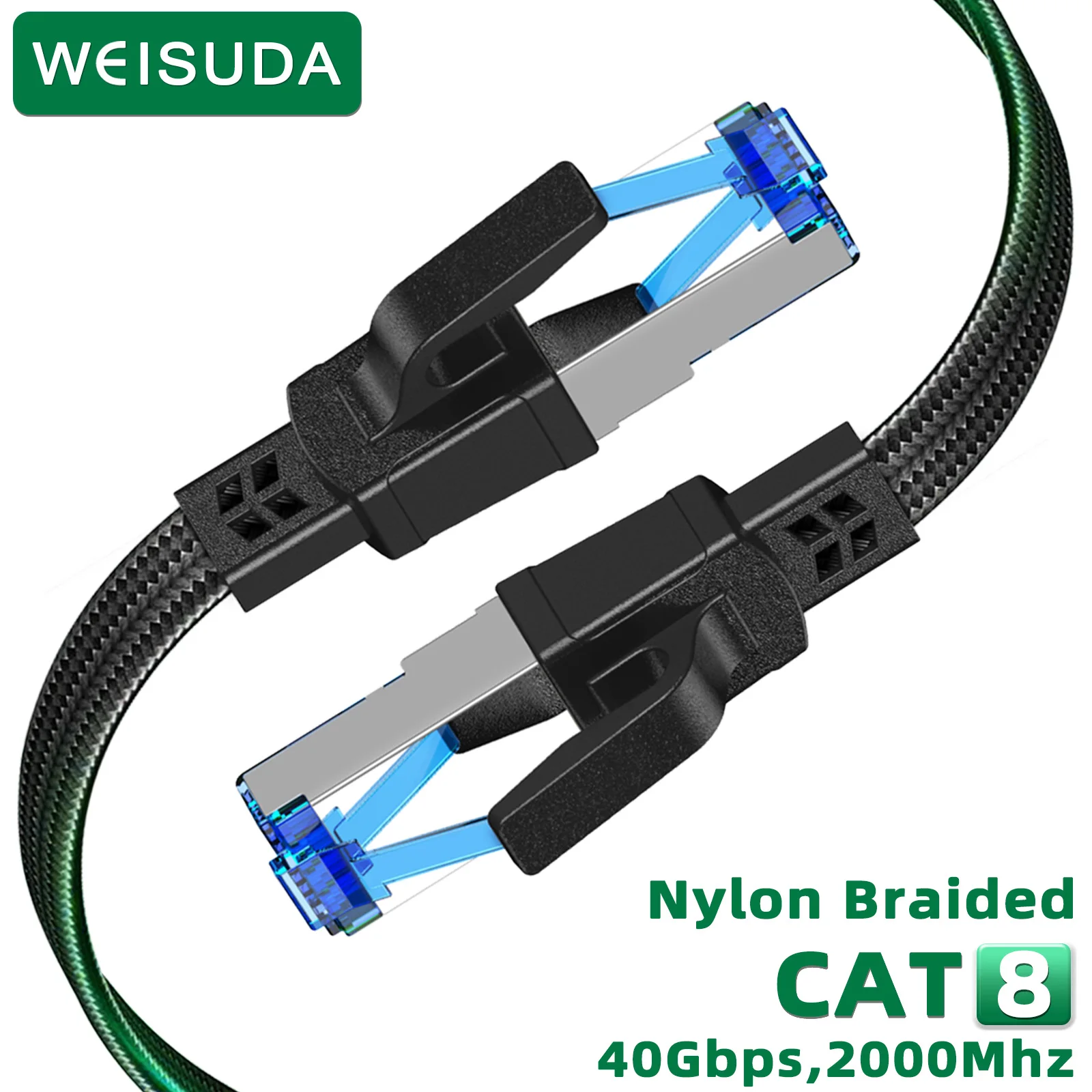 Cat8 Ethernet Cable 40Gbps 2000MHz Nylon Braided RJ45 Network Lan Patch Cord for Router Modem Internet Ethernet Cable Cat 8