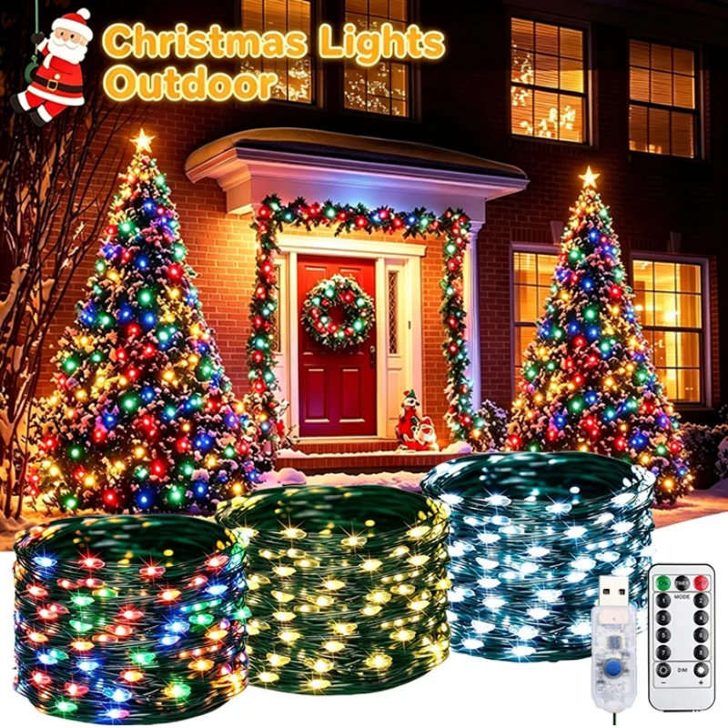 USB LED Copper Wire String Lights Outdoor Garland Fairy Lights 8 Modes Lighting Camping Lamp For Wedding Party Christmas Decor