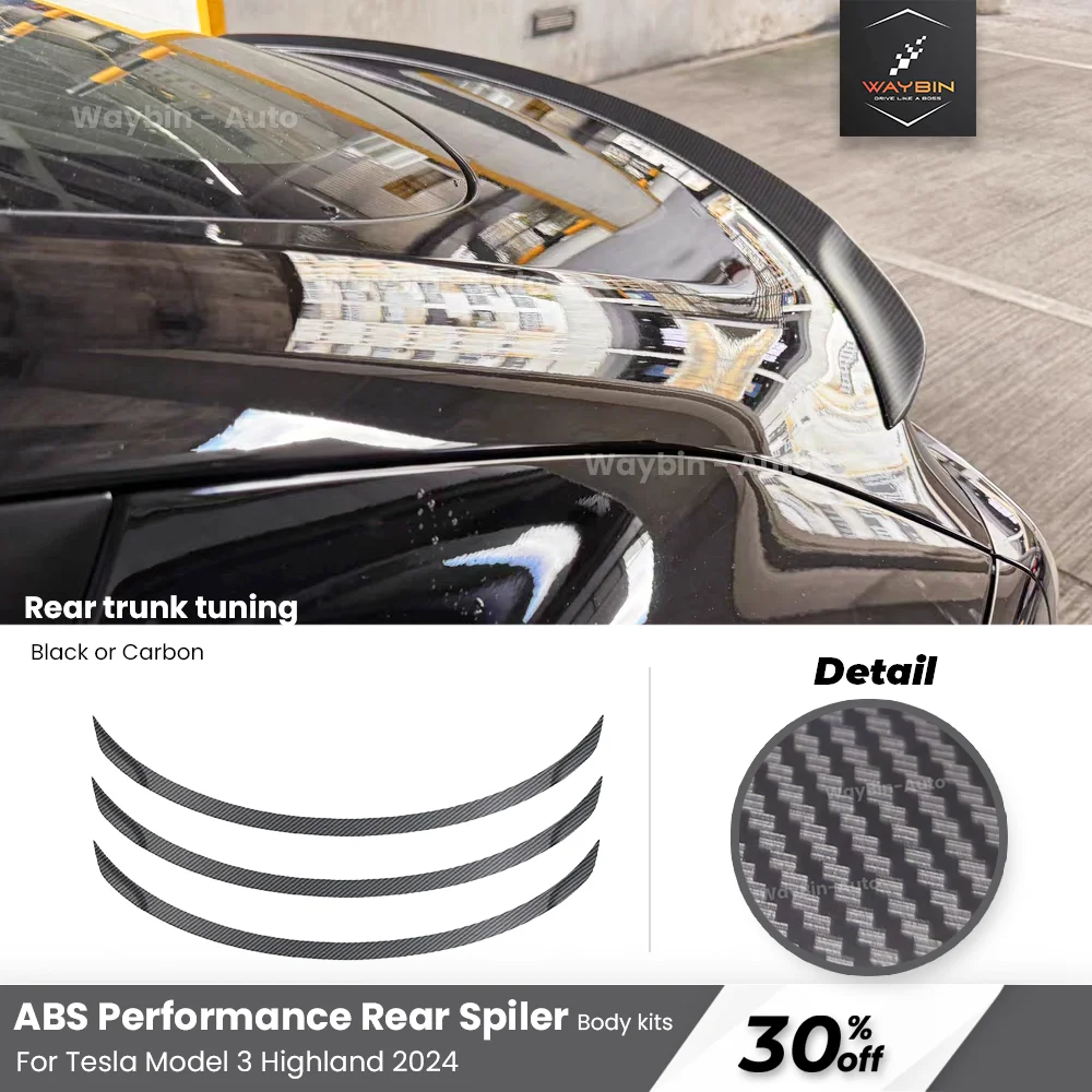 For Tesla Model 3 Y 2020-2024 New ABS Performance Version Real Carbon Fiber Spoiler Rear Trunk Lid Wing Auto Accessories