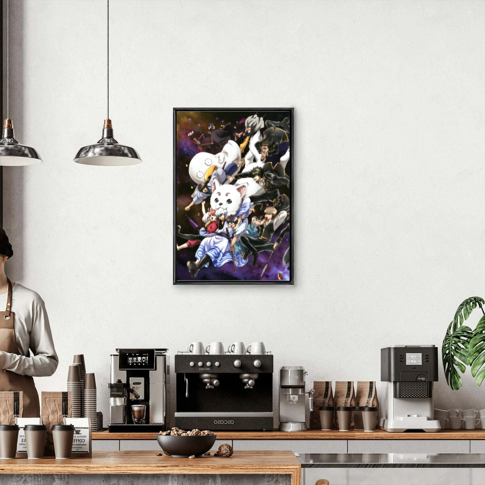 Affiche en toile multi-tailles de Manga japonais, Art mural à Double cadre, décoration de maison Gintama pour salon et chambre à coucher