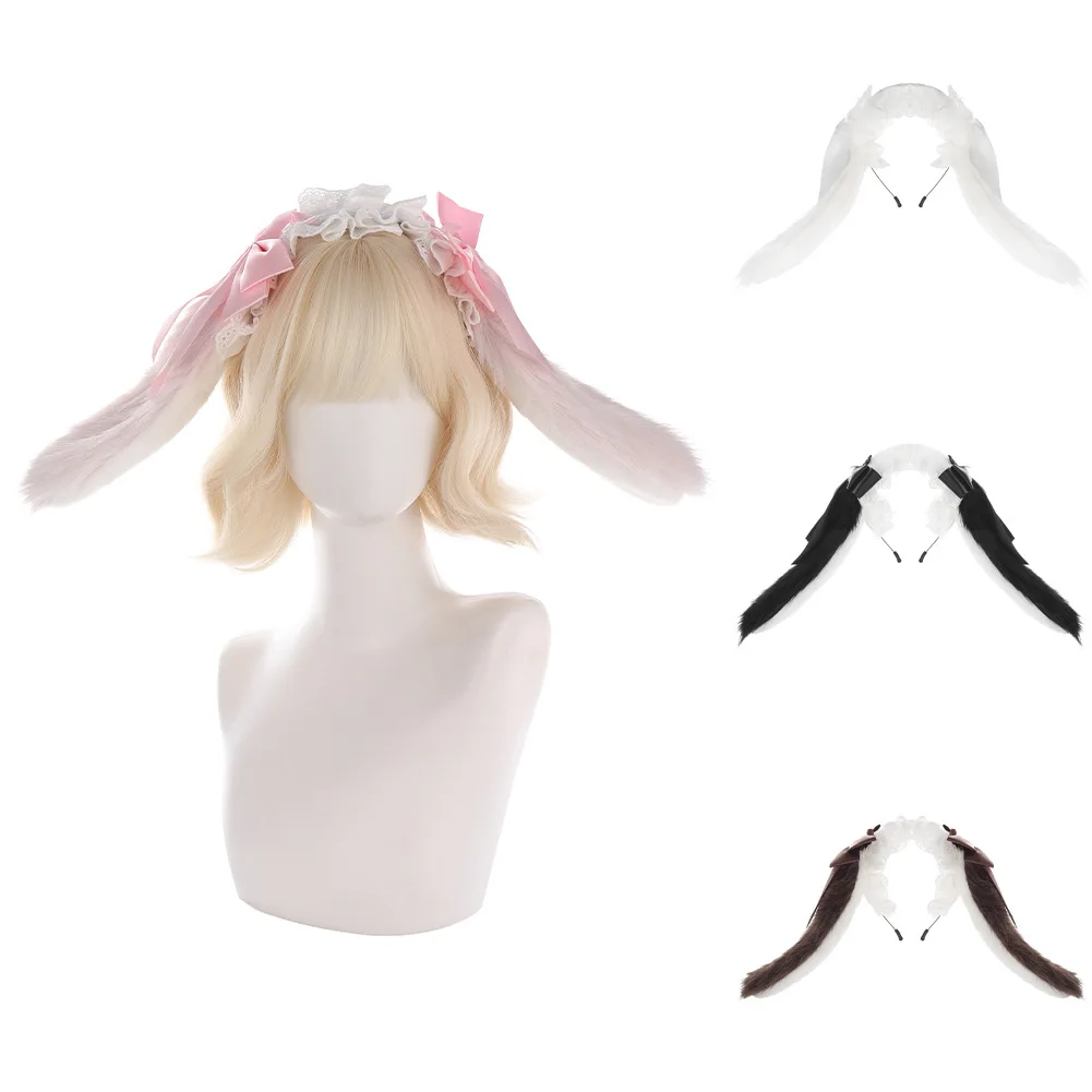 Cute Rabbit Ears Headband Floppy Bunny Ears Lolita Style Cosplay Props Halloween Anime Exhibition Party Headwear
