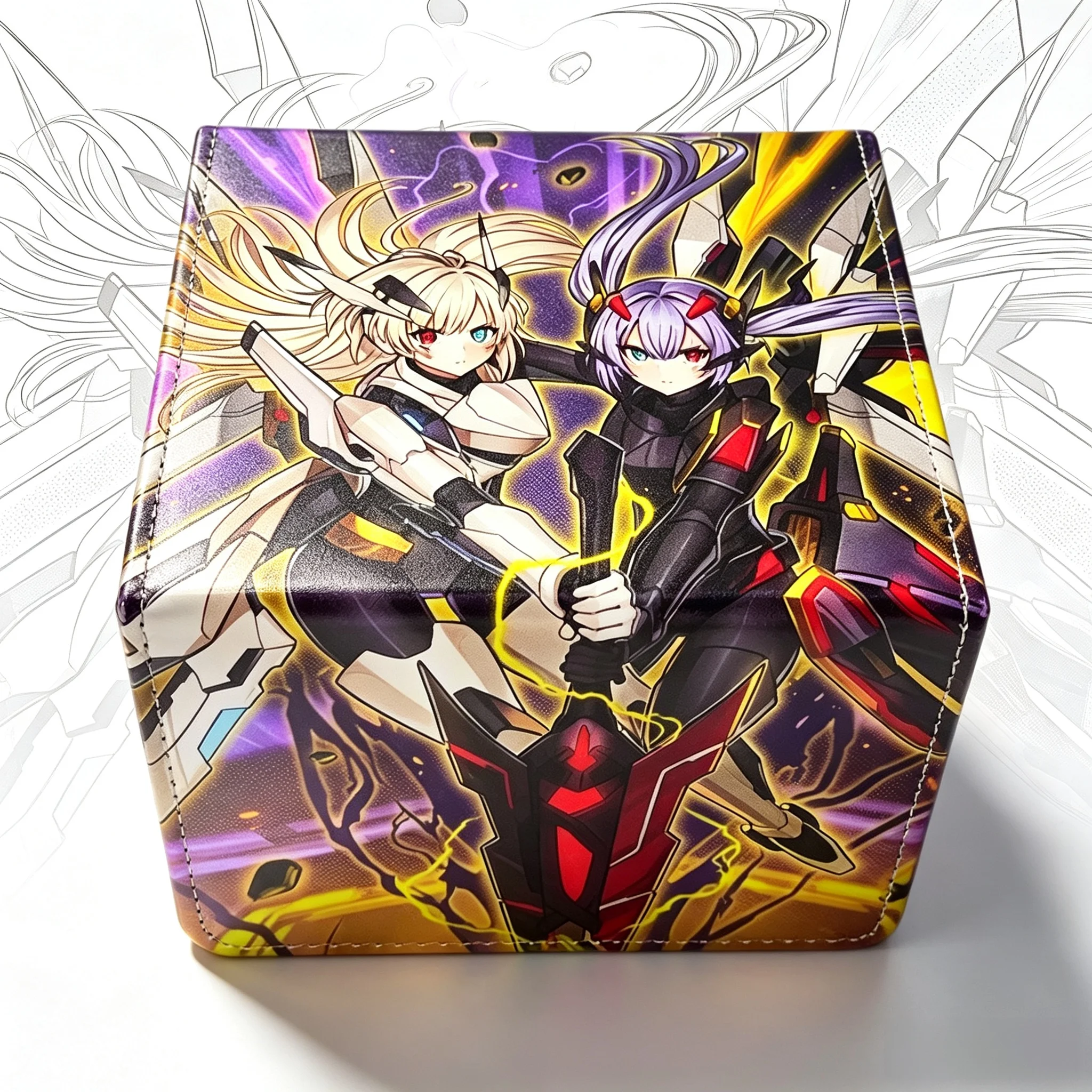Yu-Gi-Oh！Sky Striker Ace Theme PU Magnetic Flip Card Box Sky Striker Ace- Kaina/Roze/Camellia Game Collection Card Storage Box