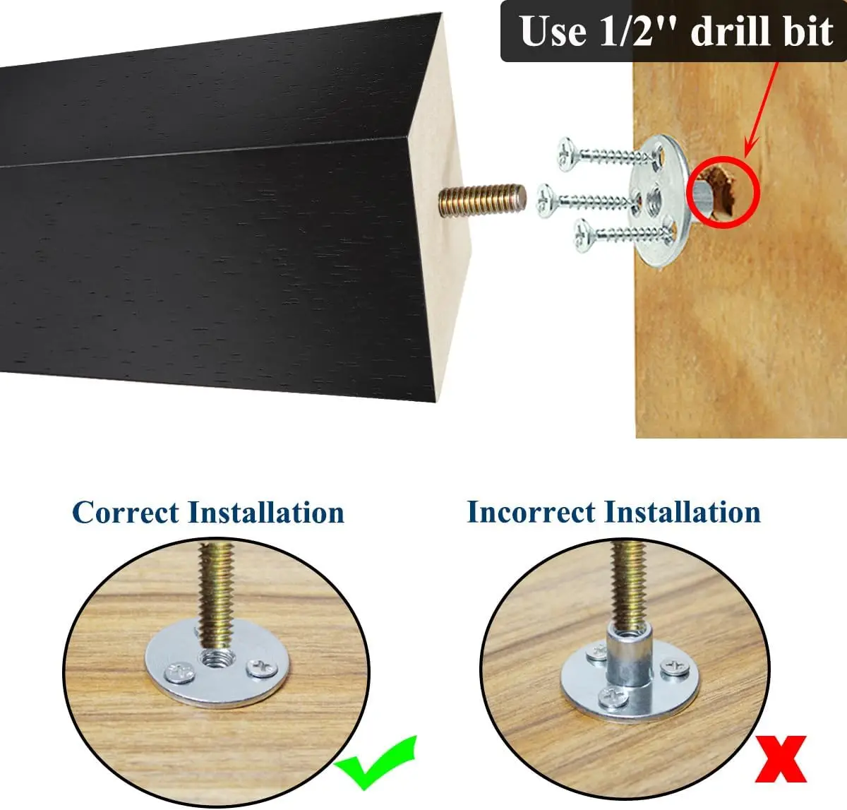 6 بوصة أرجل قطع الأثاث مجموعة أرجل الأريكة السوداء مكونة من 6 أرجل أريكة بديلة عثمانية للمقسمة، خزانة الملابس، كرسي، Nightsta #6