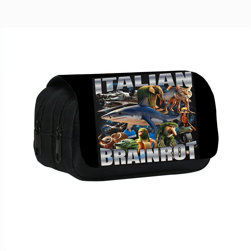 Tung Tung Tung Sahur Italian Brainrot Meme Pencil Case Pen Box Bags Girls Boys Large Storage Students School Cosmetic Pencilcase