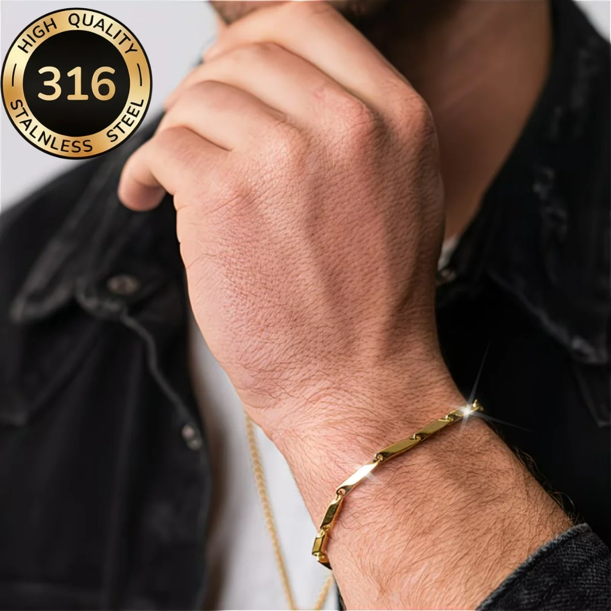 Edelstahl Rhombus Bambus-Ketten-Armband 3mm Breit PVD Goldplattiert für Männer und Frauen Wasserfestes Handgelenk-Schmuckstück Geschenke