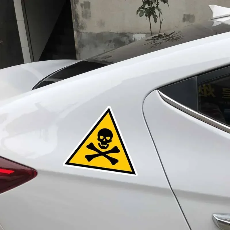 Creative Skull Warning Danger PVC Sticker 10CM, Waterproof Scratch Cover Decal for Car Bumper Decor