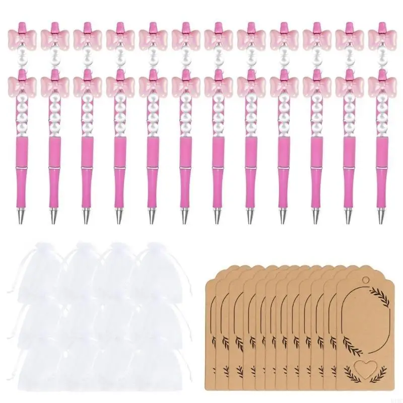 PEN gel com miçanga cartões agradecimento com sacola cordão para artesanato arte escolar