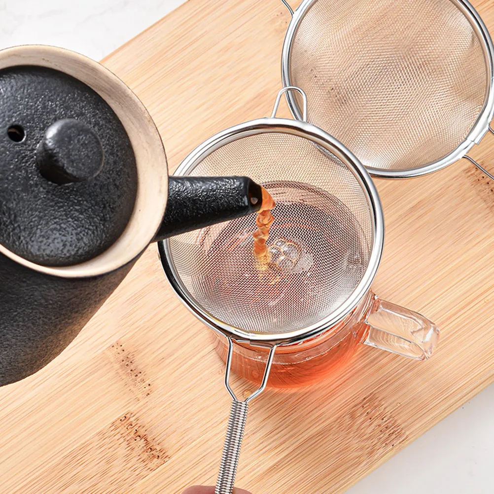 4Pcs Premium Stainless Steel Tea Colander Heavy Duty Mesh Strainer with Reinforced Handle Round Frame Rounded Edges for Tea