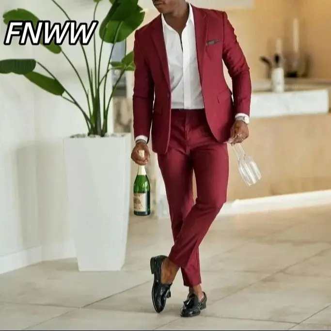 

2026 Classic Slim Fit Men's Tuxedo Suits 2 Pcs Set for Wedding Groom Dinner Party Prom - Stylish And Elegant Fashion Customized