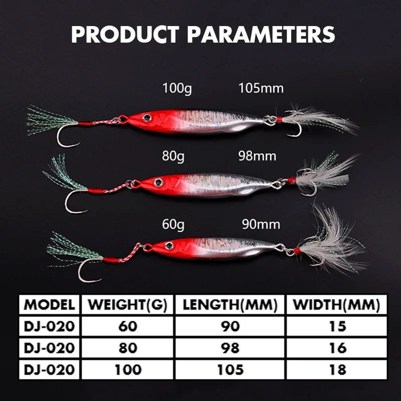 الصيد البحري الماكريل الحديد القفز هوك طويل الصب الحديد تهزهز إغراء السنانير قارب الصيد الماكريل ‌   طعم صيد التونة 60 جرام 80 جرام 100 جرام