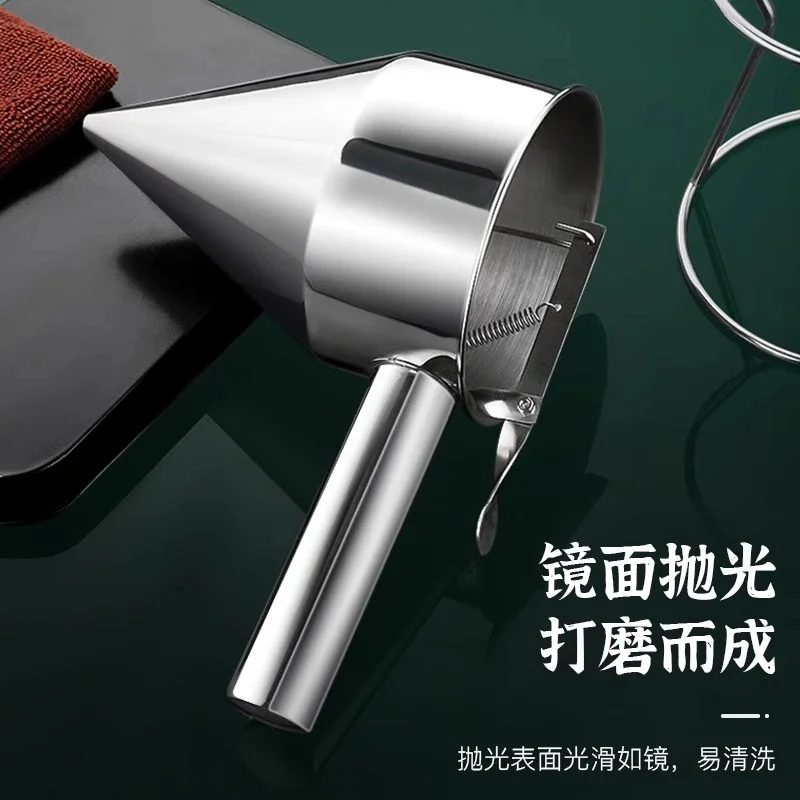 Funnel Conical Batter Funnel Fish Ball Stainless Steel Fish Ball Funnel with Rack Handle Removable