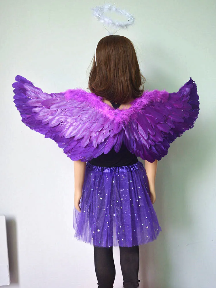 Children Boy Girl Kids Adult Angel Feather Wings Halo Star Skirt Party Costume Cosplay Birthday Wedding Gift  Halloween Holiday