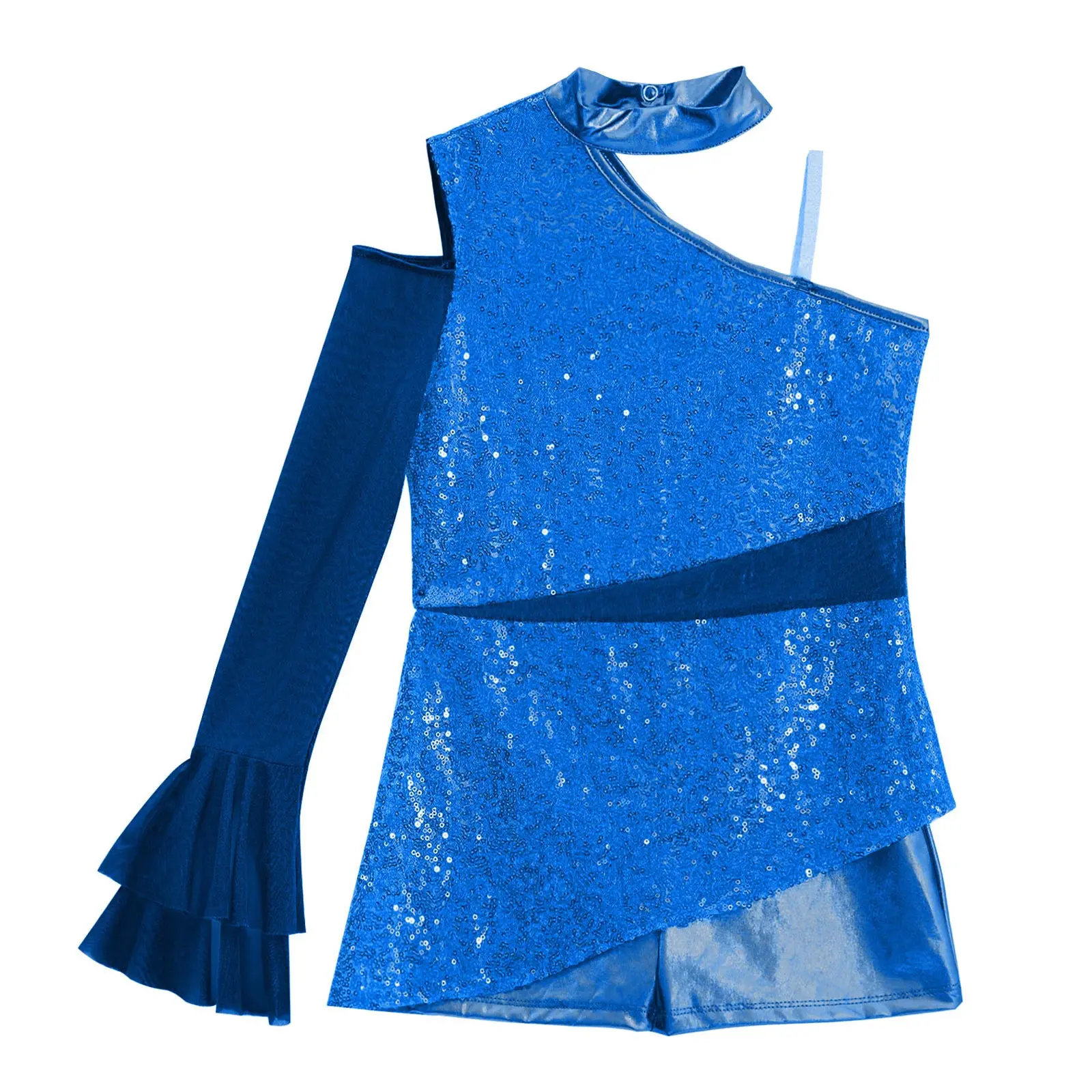 الفتيات ملابس رقص الجاز Unitard لامعة الترتر ارتداءها تشا تشا بذلة حفلة موسيقية أداء ارتداء الاطفال موضة قصيرة السروال القصير #2