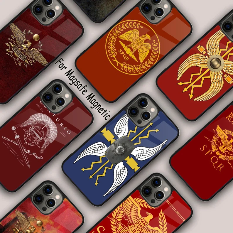 Funda de teléfono magnética con emblema del escudo legionario del Imperio Romano para APPLE iPhone 17 Air 16 14 13 12 Pro Max 15 Plus MagSafe
