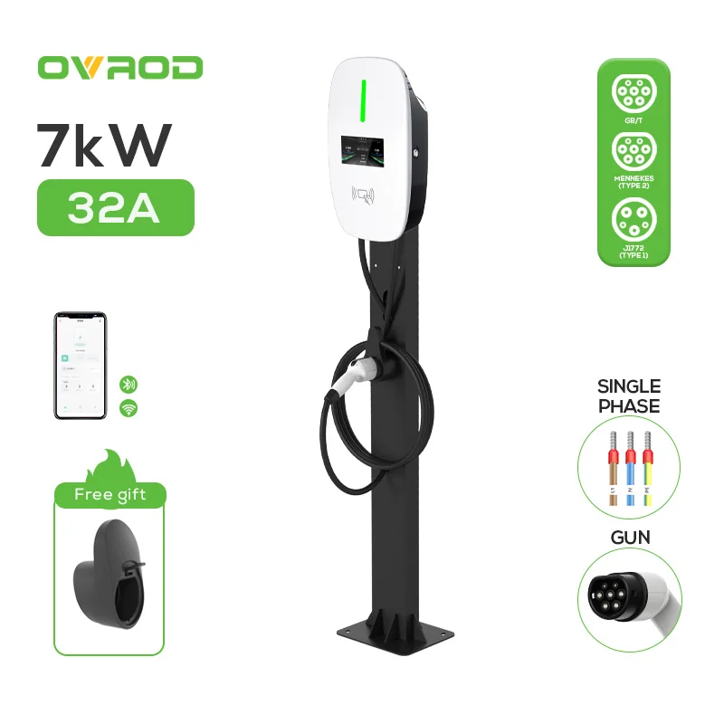 

Ovrod OEM Odm Ev Зарядное устройство для дома 32A 220 В 7 кВт Домашнее зарядное устройство для зарядки Настенный бокс Настенное зарядное устройство для электромобилей