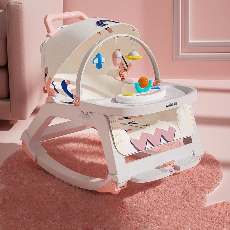 

Многофункциональное детское музыкальное кресло-качалка с колесами, портативное кресло-качалка для детей, многофункциональное детское обеденное кресло