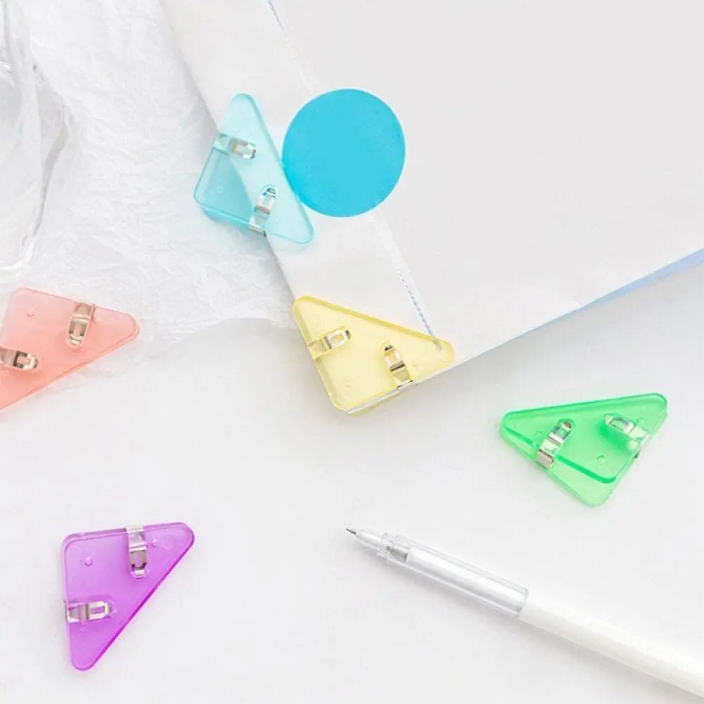 New Triangle Corner Clips, 10 Pcs Paper Clip Cript Clip Multificctional Plastic Binder Clips Page Porte pour Office School Tools