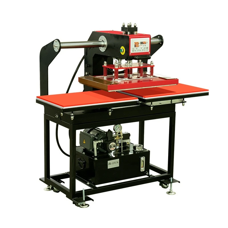 

Semi-automatic hydraulic double station 40 * 60 heat transfer machine clothing jersey cutting printing hot drilling sublimation
