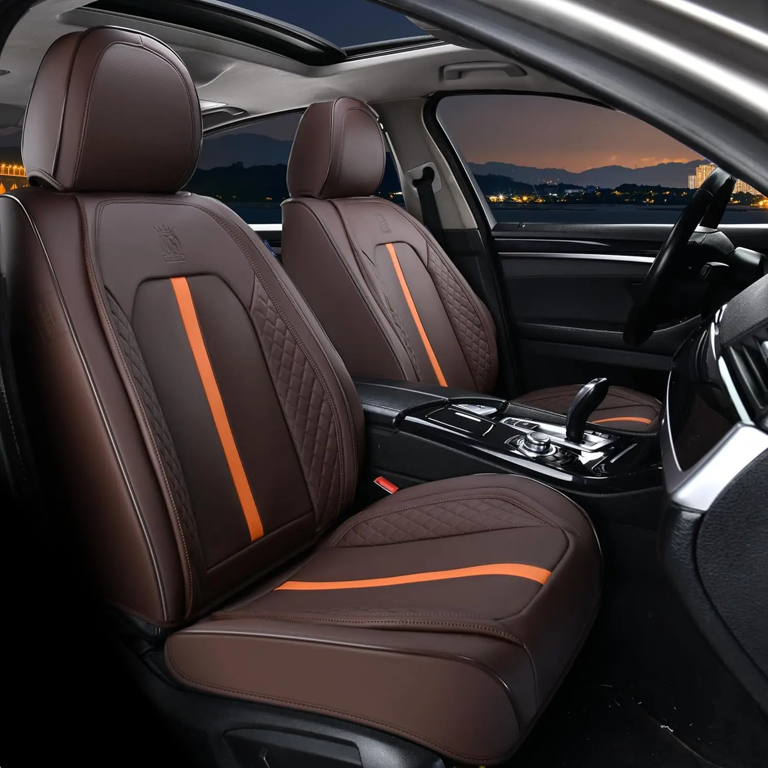 

Seat Covers,2 Pack Car Covers, Luxury Coffee Car Protectors, Breathable Automotive Leather Cushion Accessories