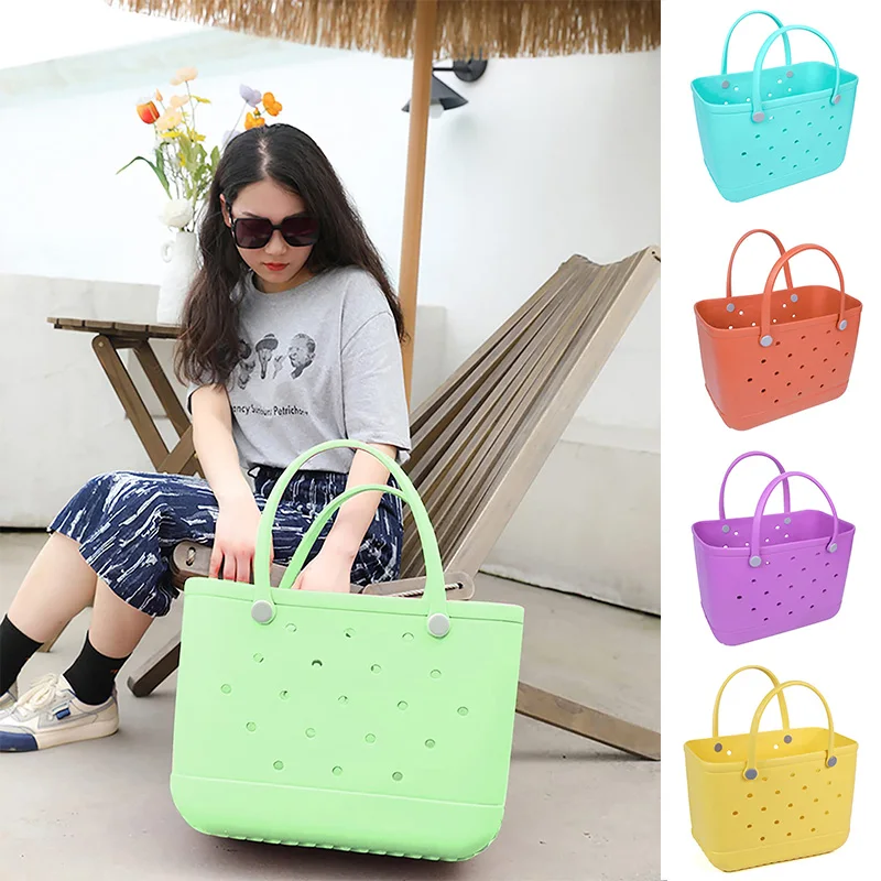 

Beach Tote Silicone Basket with Sand Waterproof Travel Bag Sandproof Handbag Multi-Purpose Storage Bag for Boat Pool Sports Gym