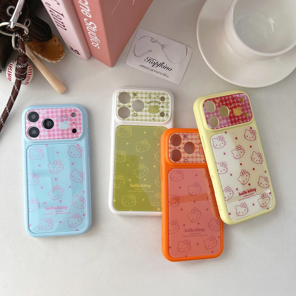 Funda de Teléfono con Diseño de Hello Kitty de Sanrio, Linda y Moderna, con Estampado de Puntos, para iPhone 17 16 15 14 Pro Max, Resistente a Impactos, Color Caramelo