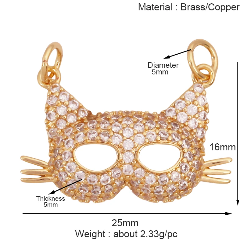 Tier Katze Bär Löwe Leopard Schlange Fuchs Schaf Charm Anhänger, echte 18K vergoldet Halskette Armband Schmuck Komponenten Versorgung S36 – Detail 3