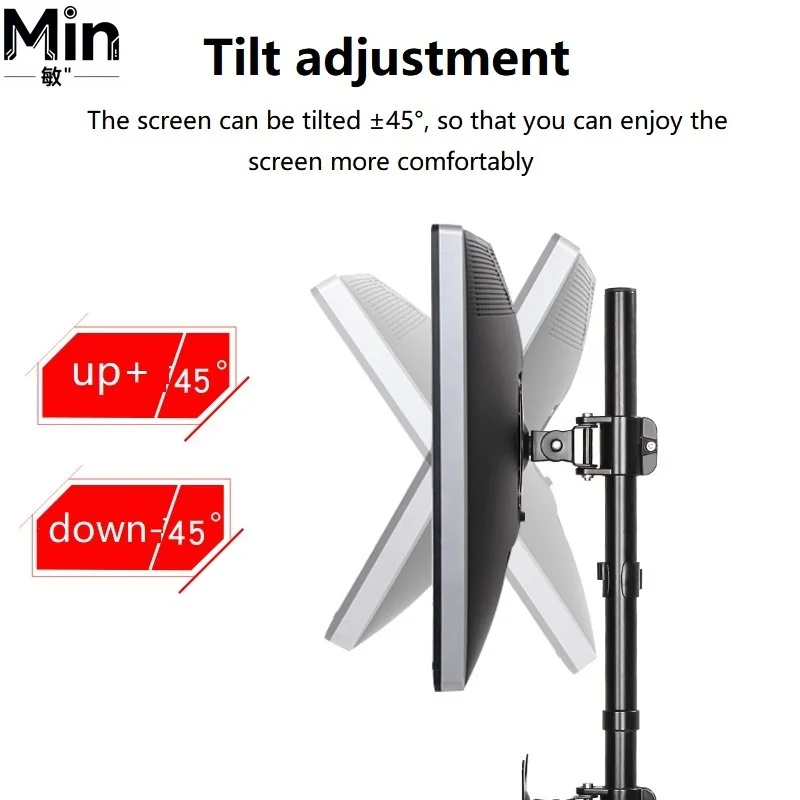 10-32 Inch 360 Degree Full Desktop Clamping Dual Stand Adjustable Arm Holder for LCD LED PC VESA