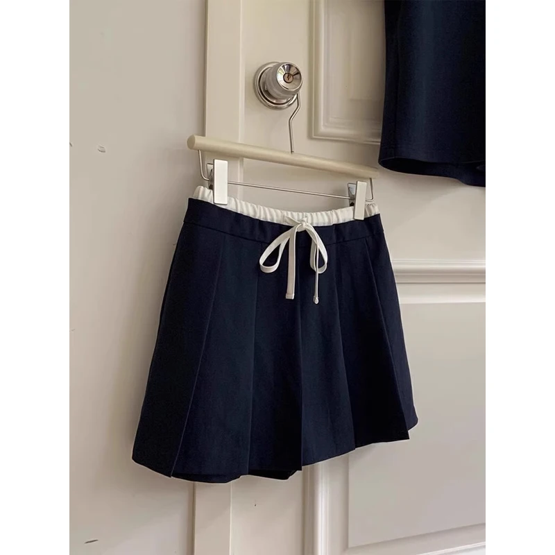 

Юбка А-силуэта с высокой талией, однотонная, плиссированная, в корейском стиле, с завязками, свободного кроя, больших размеров, удлиненная, коллекция Весна 2026