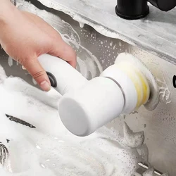 Spazzola per la pulizia elettrica 5 in 1 spazzola per il lavaggio del bagno strumento per la pulizia della cucina spazzola per vasca da bagno USB strumento per la pulizia del lavandino del bagno della cucina