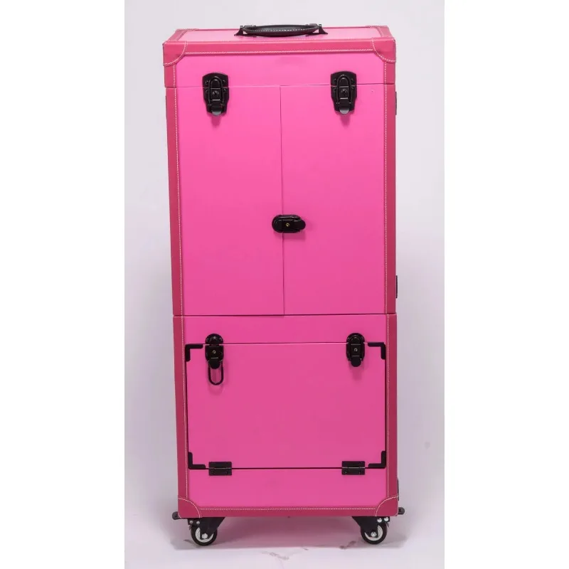 aluminum trolley with built-in mirror lamp, large-capacity multi-function beauty salon makeup case