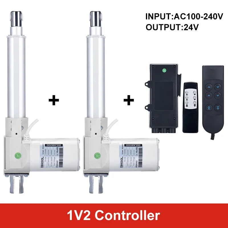 350mm Stroke Electric Linear Actuator With RF Controller DC 12V 24V Motor Push Telescopic Rod 8000N Plastic Gear Window Opener