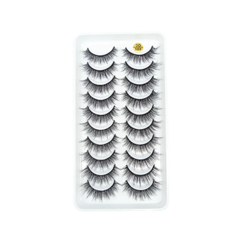 Struttura multistrato Ciglia a coda di occhio allungate Ciglia personalizzate personalizzate in fibra sintetica europea 3D con scatola bianca