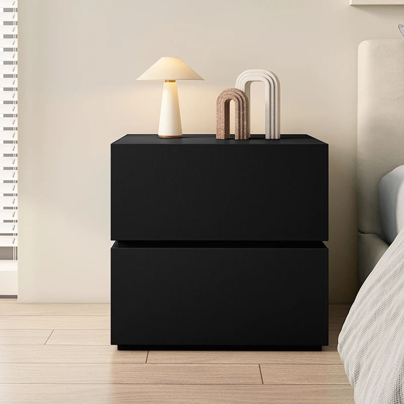 Minimalist modern solid wood painted bedside cabinet for storage and storage, minimalist Italian style fully furnished bedroom,