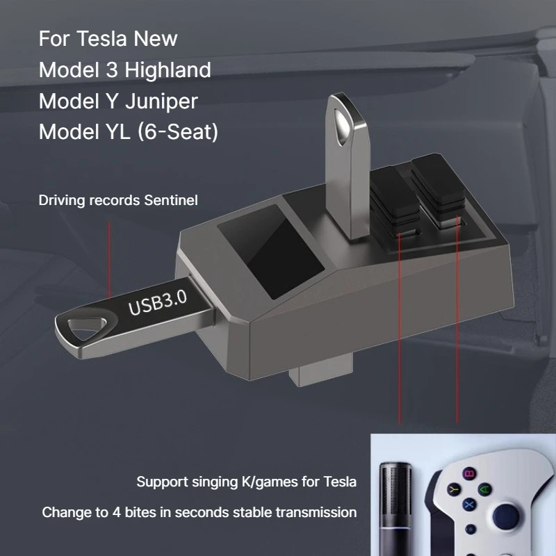 Glove Box USB Hub for Tesla New Model YL/Y Juniper Model 3 Highland Type-C Port Digital Display Splitter Docking Expansion Dock