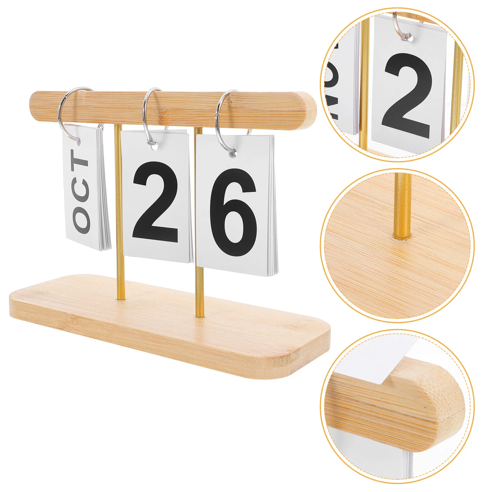 

Bamboo Iron Perpetual Flip Calendar Creative Desk Calendar Home Office Daily Time Date Display Decorative Desktop Ornament