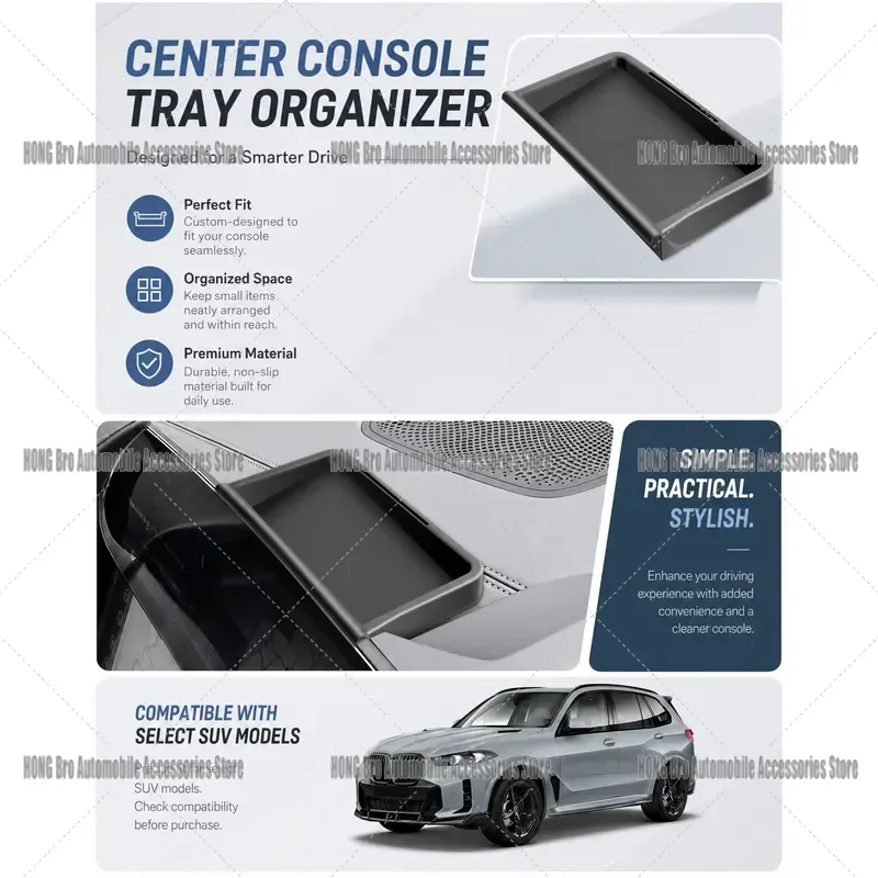 For BMW X5 G05 X6 G06 X7 G07 2023 2024 2025 LHD Center Console Storage Box Organizer Tray Armrest Compartment Auto Interior