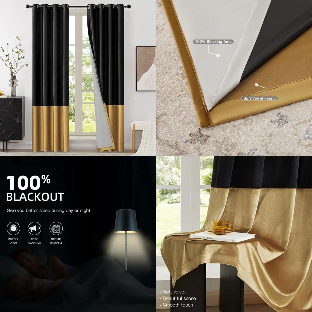 

Черное золото, 100% полные затемняющие бархатные шторы, длинные современные подкладные шторы 84 дюйма, термозанавески, панели для гостиной, спальни
