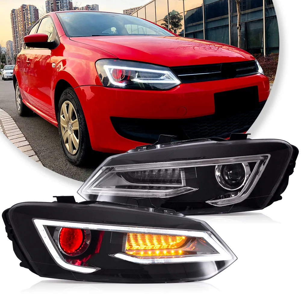 VLAND Car Styling for VW Polo Headlights 2011-2018 Vento LED Headlight New Polo Design DRL Head Lamp Bi Xenon Beam Accessories