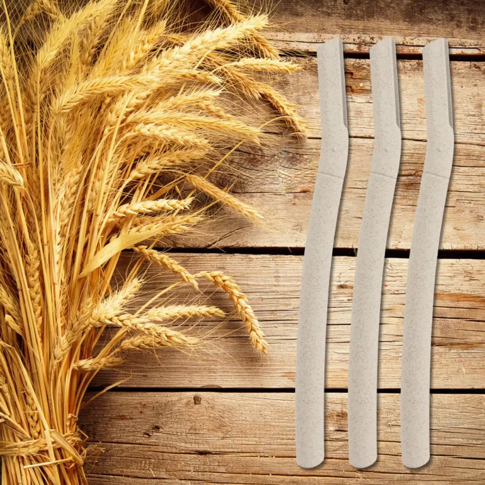 3/6/9PCS Wheat Straw Dermaplaning Blade Biodegradable Eco-friendly Facial Hair Razor Stainless Steels Eyebrow Shaper Women