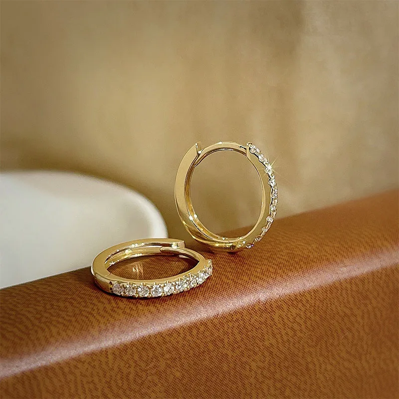Cute 925 Sterling Silver Circle Earring 8mm/10mm Zircon earrings for Women Luxury Jewelry Christmas Gift