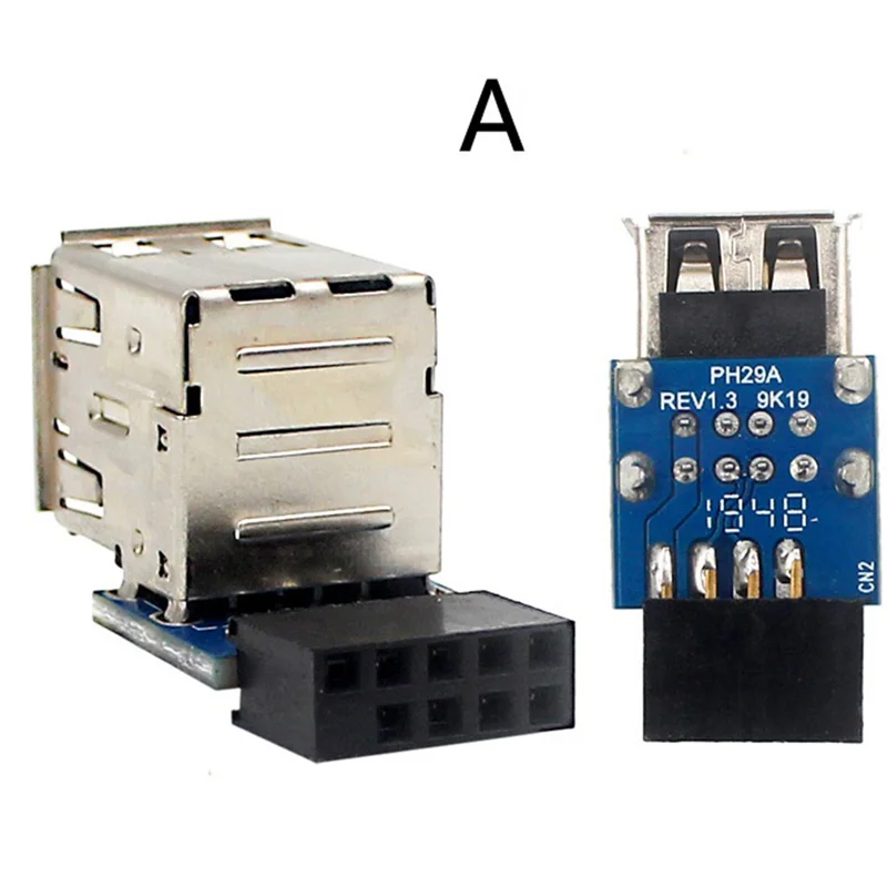 

A44T1Pcs 9-контактная материнская плата с двумя разъемами USB 2.0, черная материнская плата на 2 порта USB 2.0, адаптер внутреннего разъема «мама»