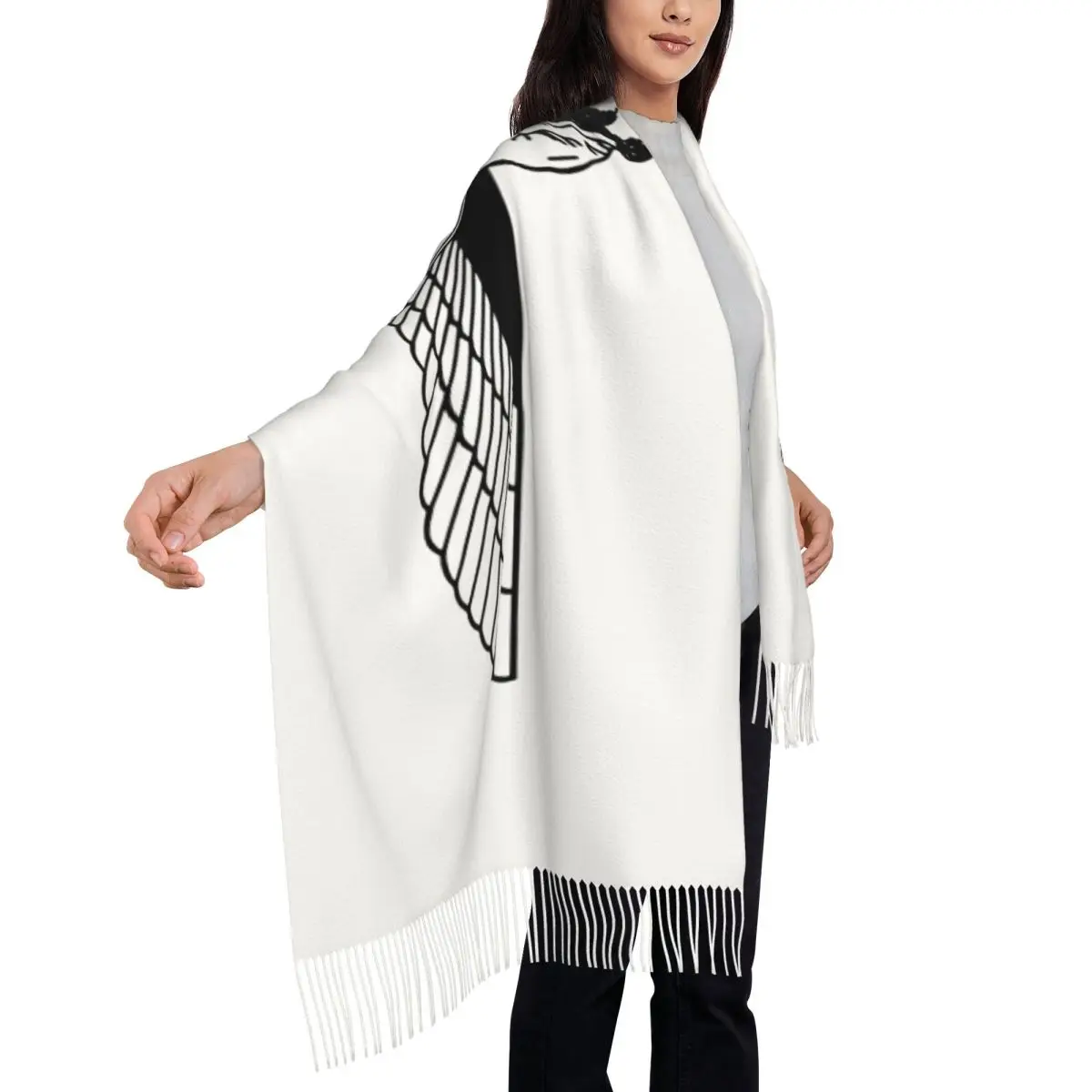 

Iran Faravahar Scarf Outdoor Shawls and Wrap with Long Tassel Women Casual Large Scarves Winter Printed Foulard