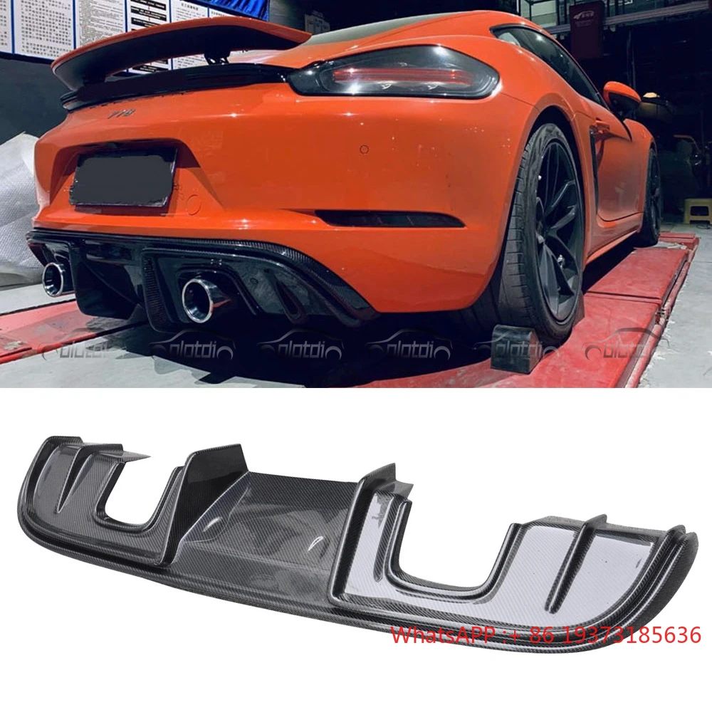 Carbon Body Kit Rear Bumper Lip Fins Spoiler Winglet Splitter Diffuser for Porsche 718 Boxster Cayman GT4