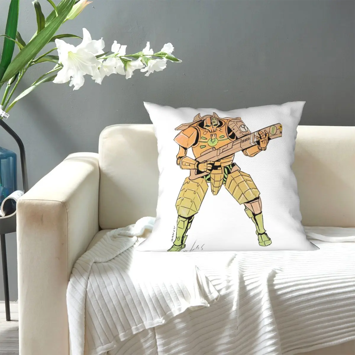 Necron With Tau Armor Square Pillowcase Pillow Cover Cushion Decor Comfort Throw Pillow for Home Car