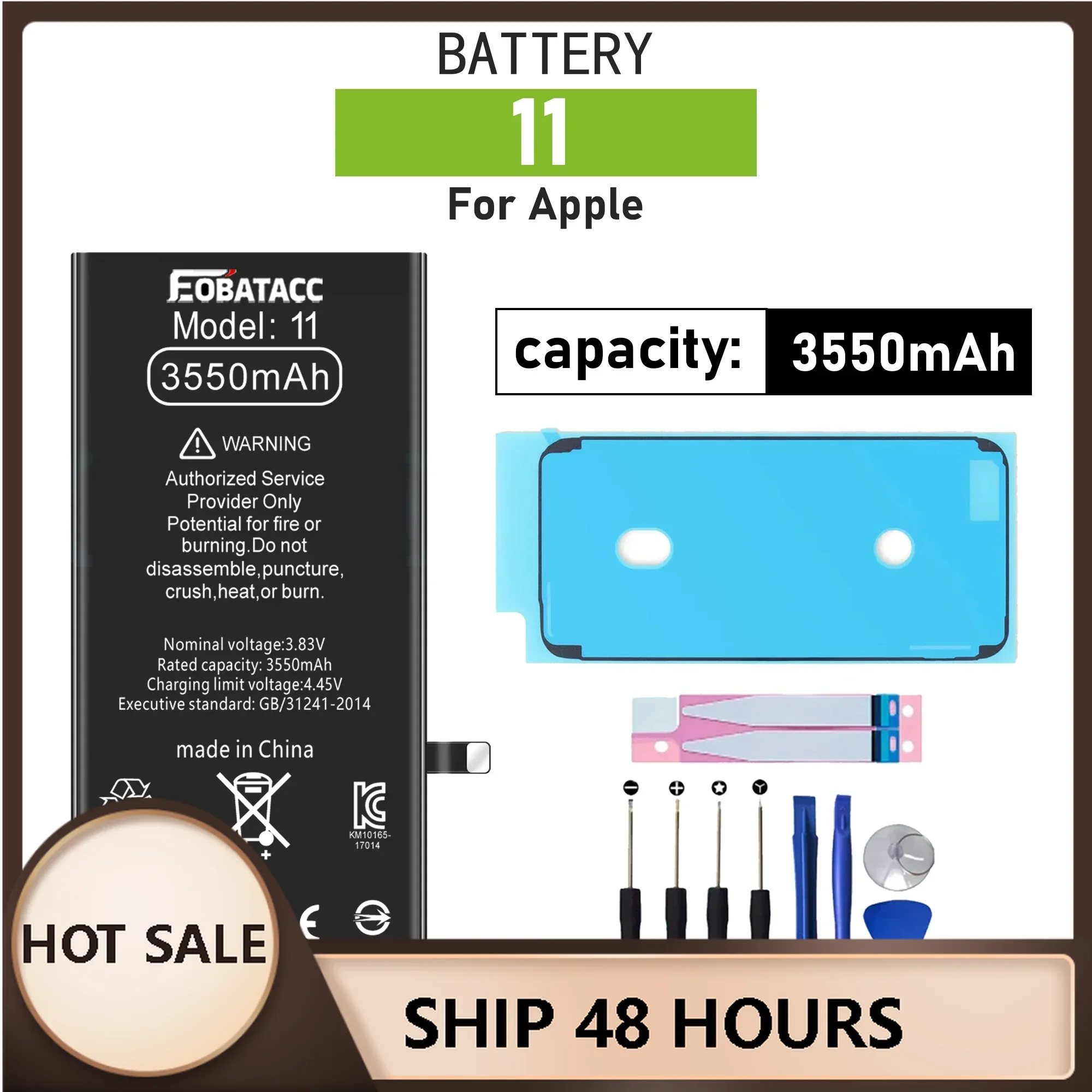 

2025 YEARS EOBATACC High Quality 100% new Battery For APPle 11 3550mah Phone Battery+Tools