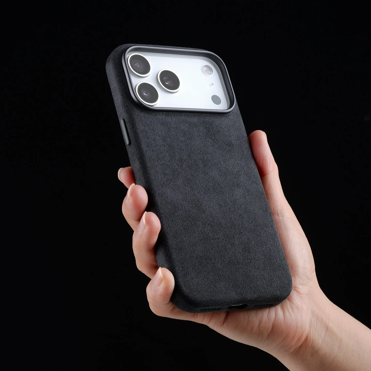 

Melkco Magnetic Charging Suede Phone Case for iPhone 17 Pro 17Pro Max Anti-Skid Full Edge Cover with AI Camera Control Button