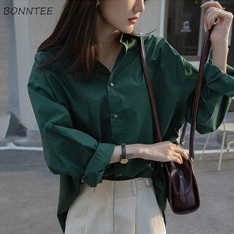 Shirts Women 5 Colors Autumn Design Pure Casual All-match Fashion Office Lady Korean Style Baggy Vintage Aesthetic Temperament