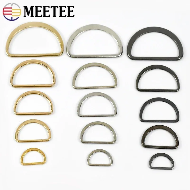 Meetee 10Pcs ID10-75mm Metal D Ring Buckles Bag Strap Closed Loop Connection Buckle DIY Webbing Rings Hook Clasp Sew Accessories