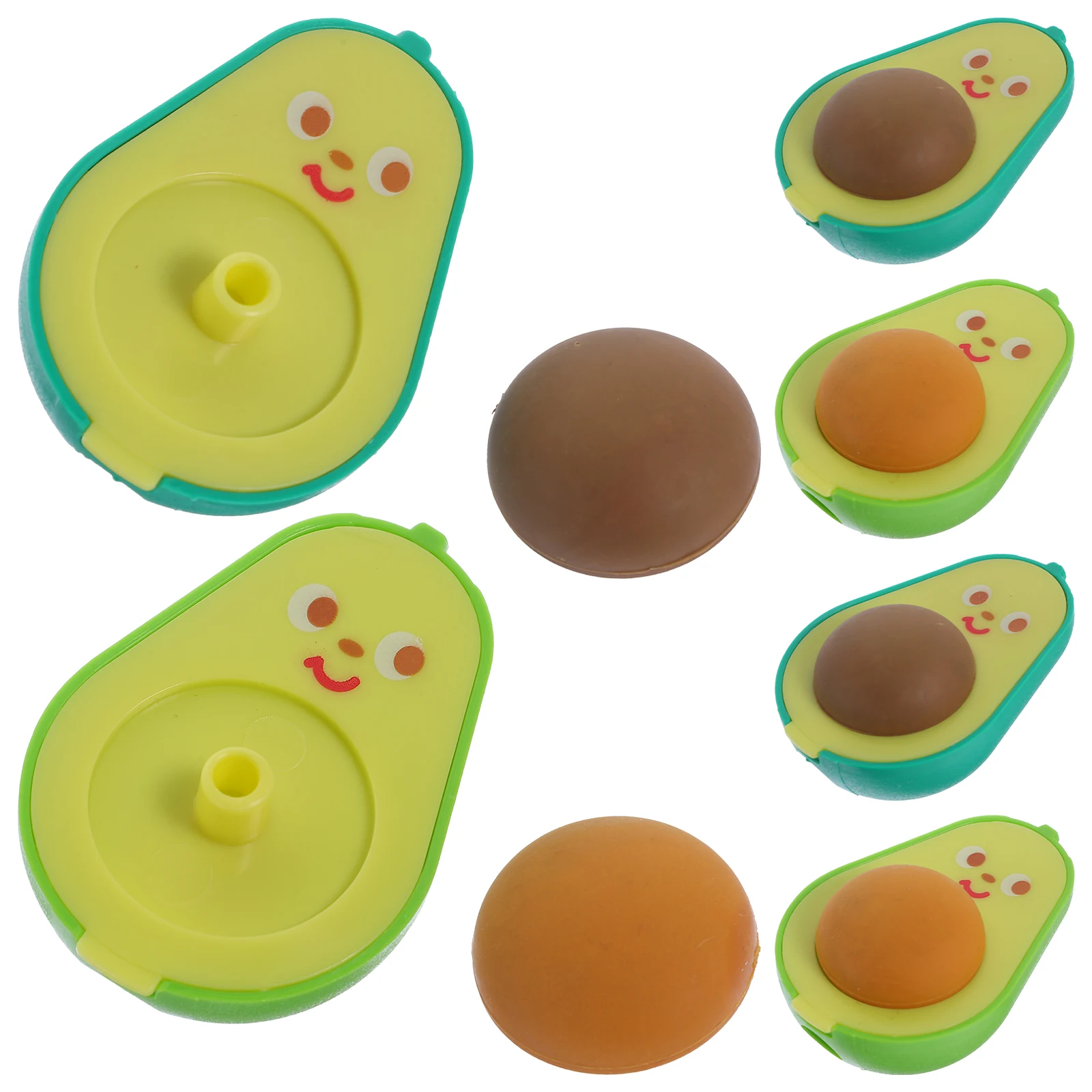 

6pcs Avocado Pencil Sharpeners Erasers Cute Cartoon Manual School Supplies Children Stationery Gifts Mixed Color