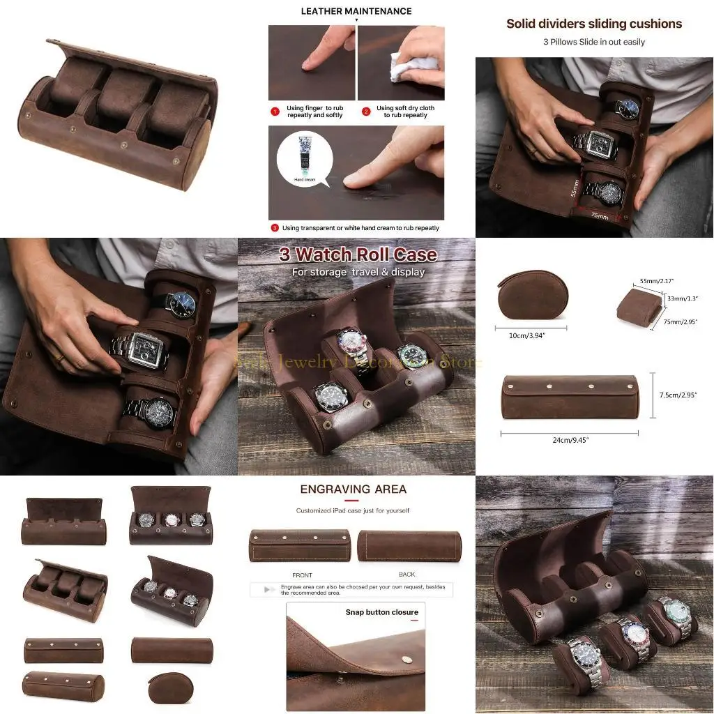 

D46E Watch Box Removable Dustproof Watches Button Bag for Men Women